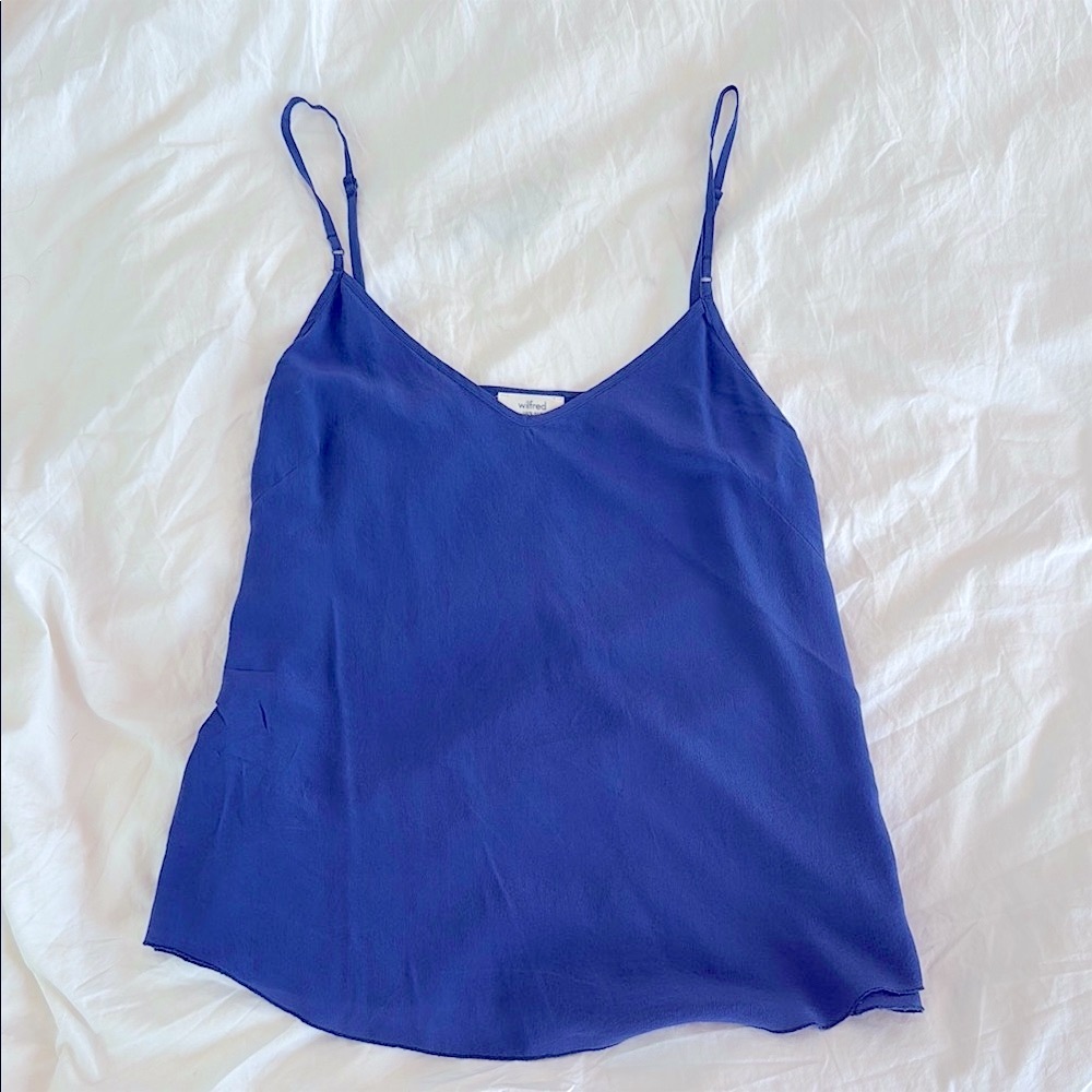 🦋 Wilfred Royal Blue V-Neck Silk Cami with Adjustable Spaghetti Straps